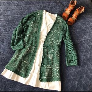 Green Knit Sweater Cardigan